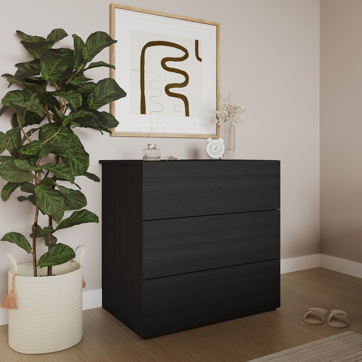 3-Drawer Modern Dresser in Black – lifestyle photo 2