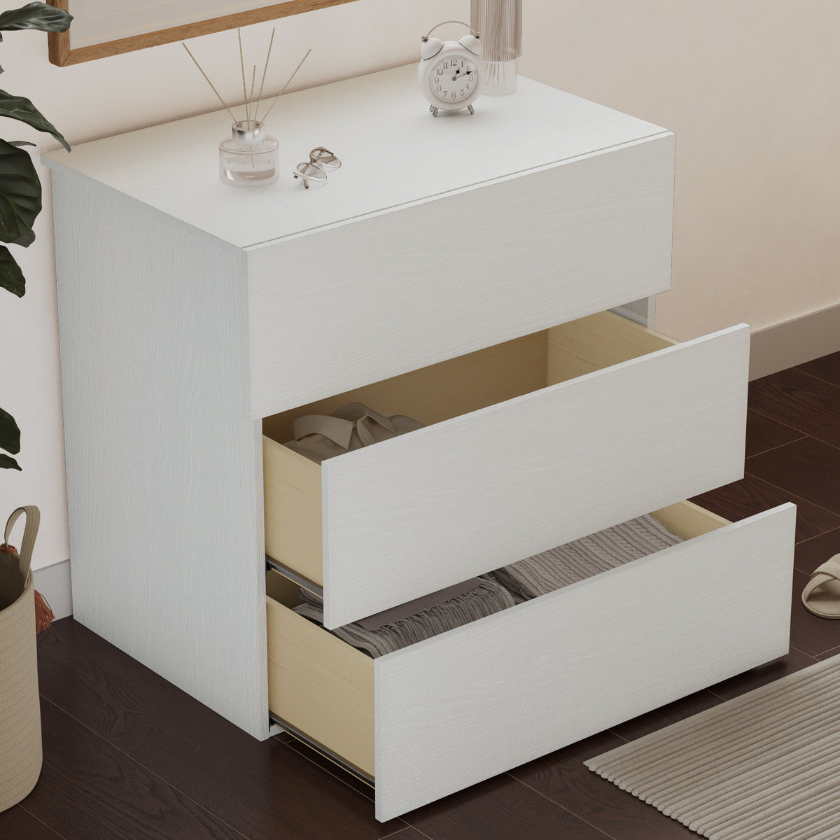 3-Drawer Modern Dresser in White – lifestyle photo 3