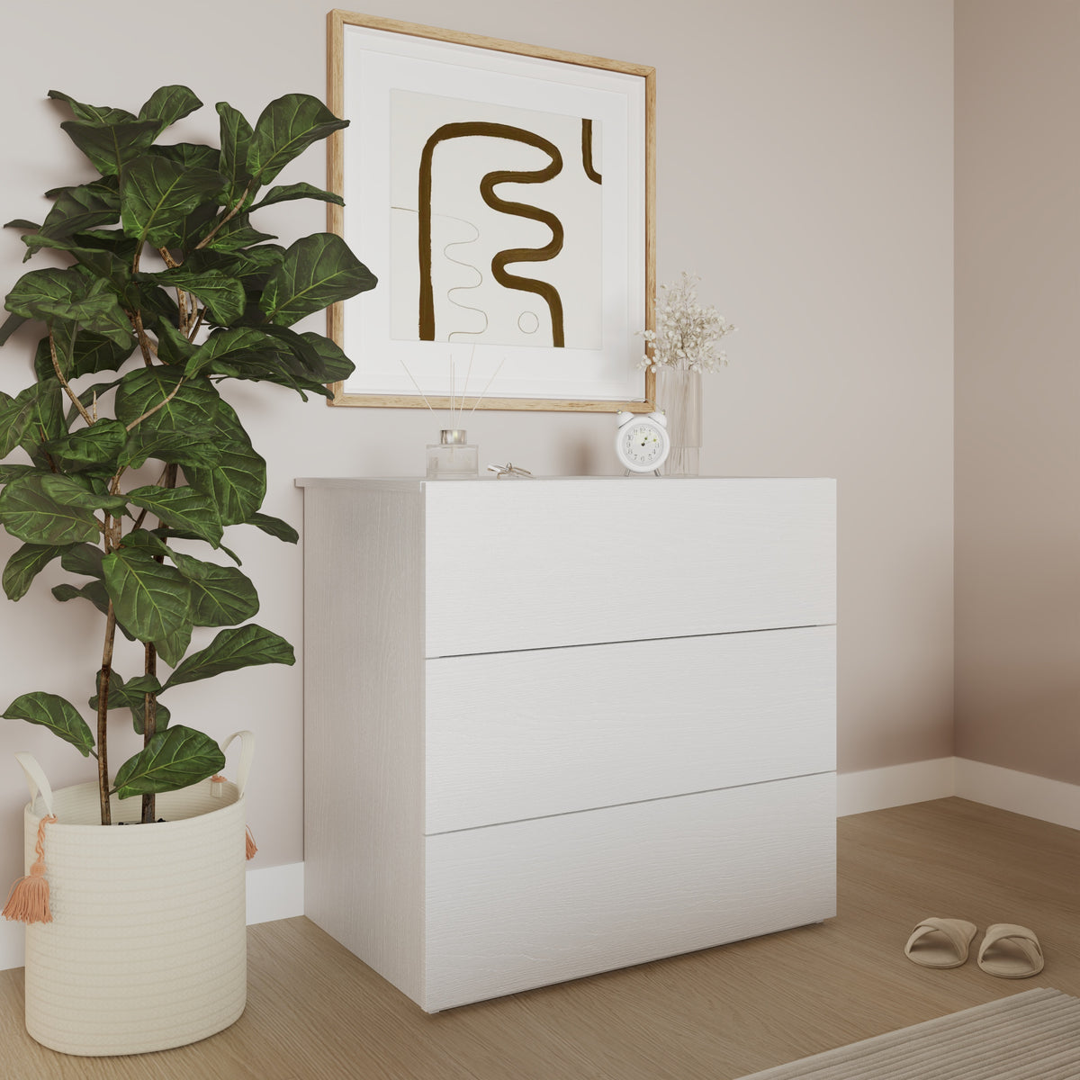 3-Drawer Modern Dresser in White – lifestyle photo 2