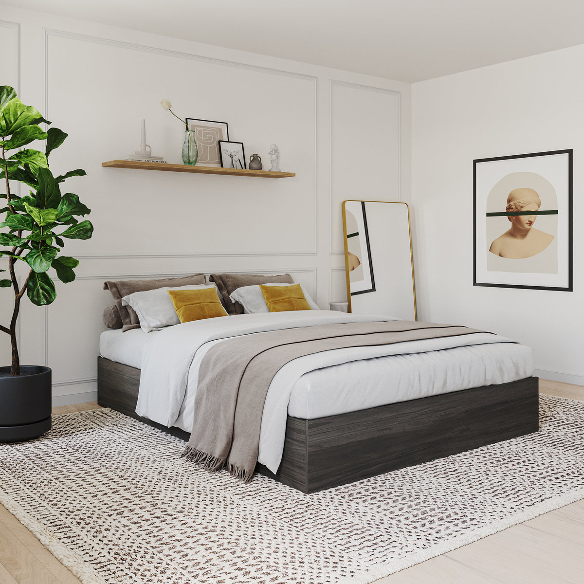 3-Drawer Storage Bed Frame in Bark Grey, King – lifestyle photo 3