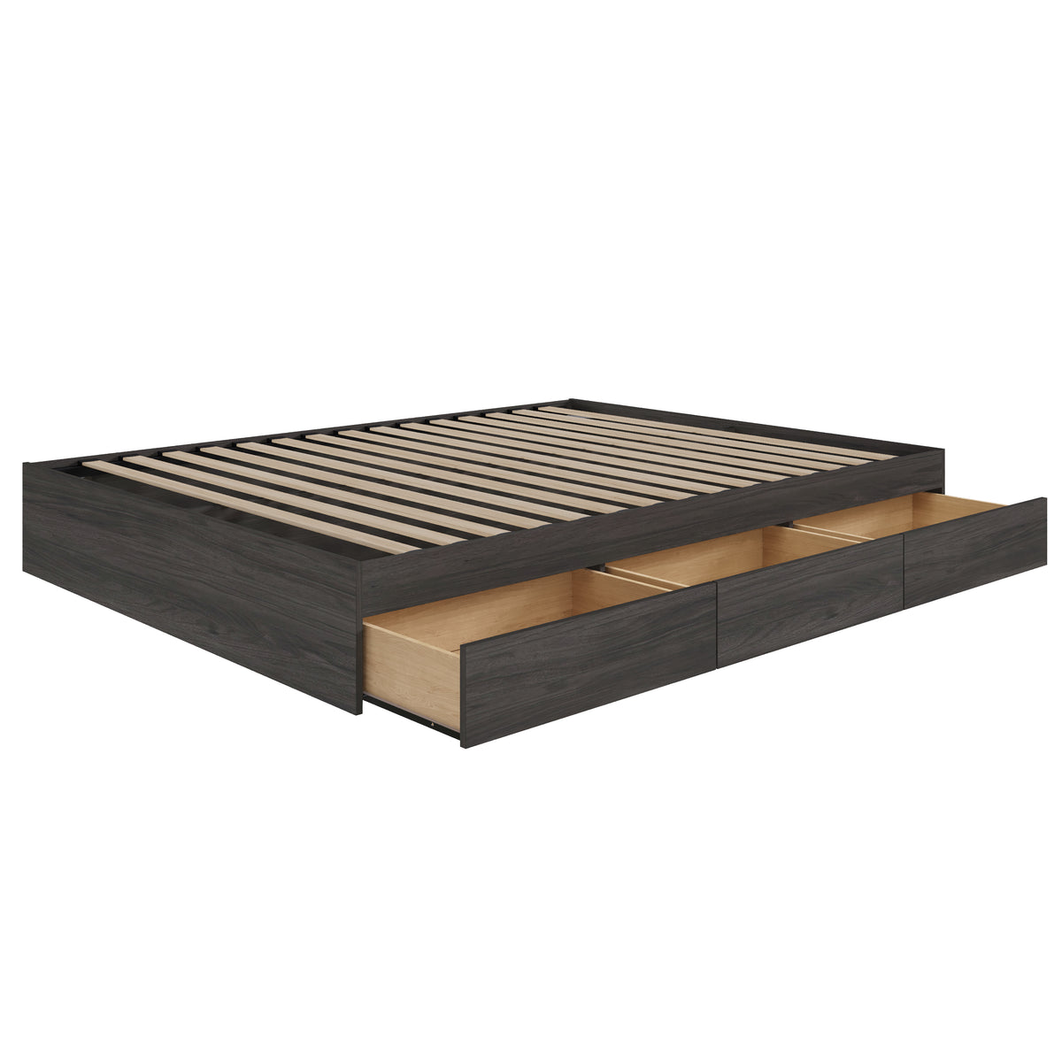 3-Drawer Storage Bed Frame in Bark Grey, King – product photo 2