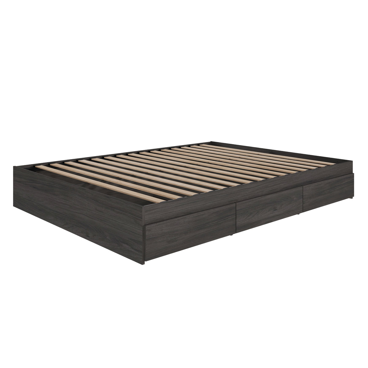 3-Drawer Storage Bed Frame in Bark Grey, Queen – product photo 2