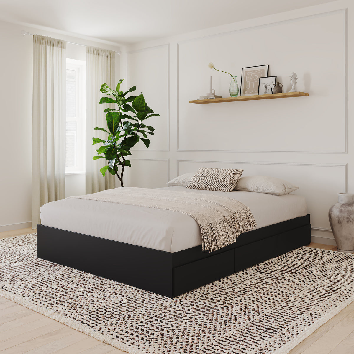 3-Drawer Storage Bed Frame in Black, Full/Double – lifestyle photo 2