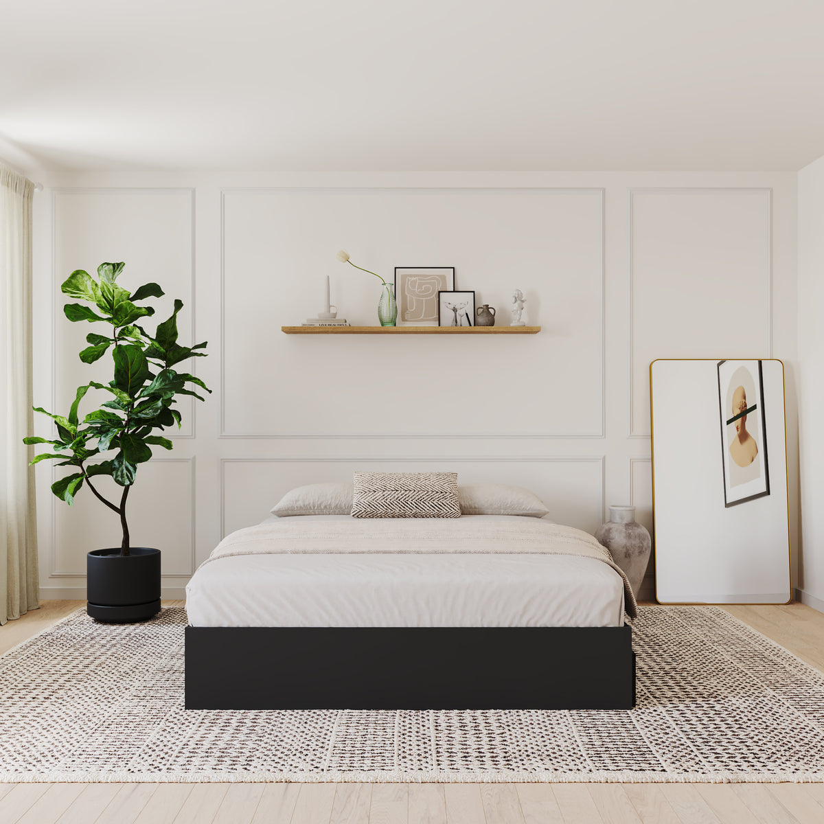 3-Drawer Storage Bed Frame in Black, Full/Double – lifestyle photo