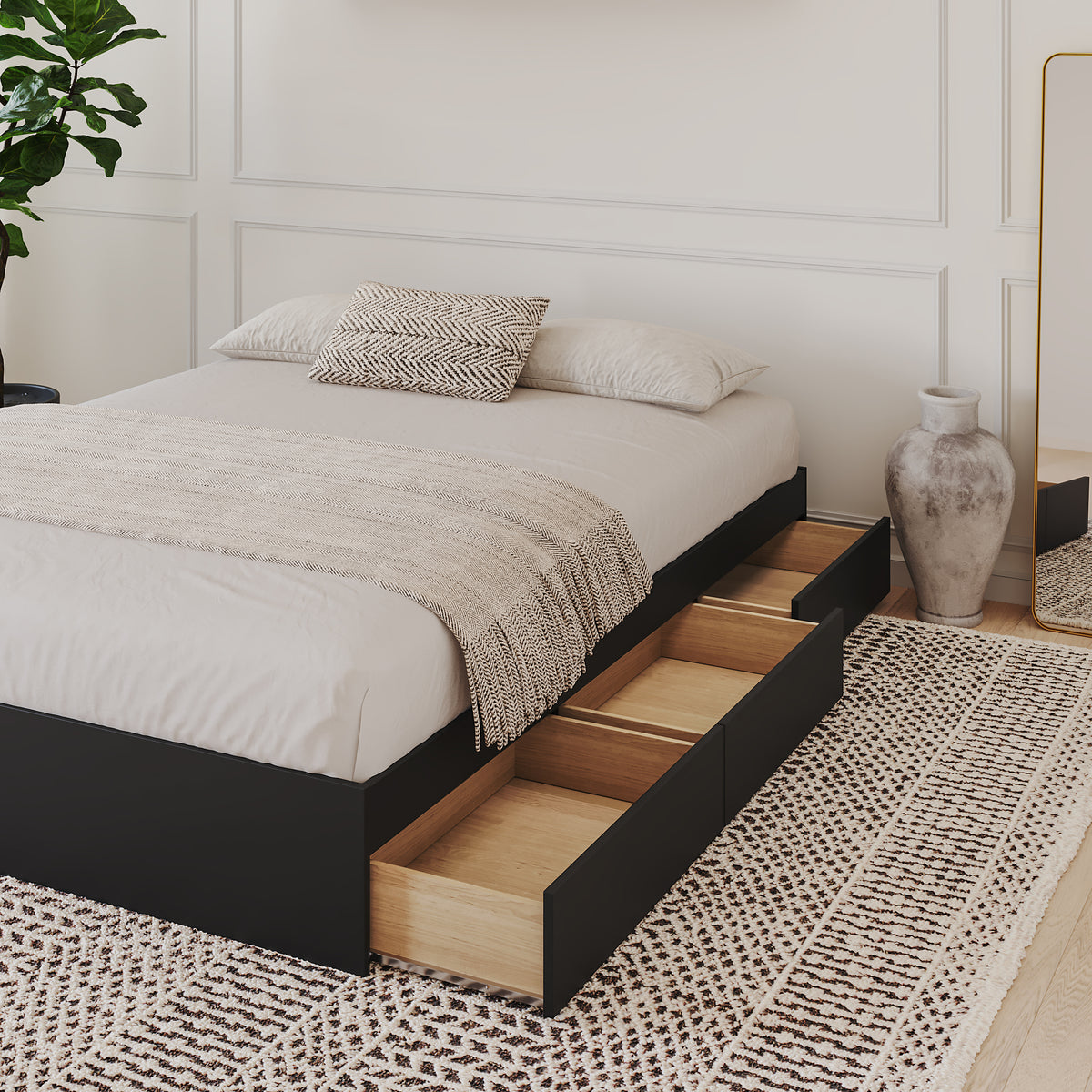 3-Drawer Storage Bed Frame in Black, Full/Double – lifestyle photo 3