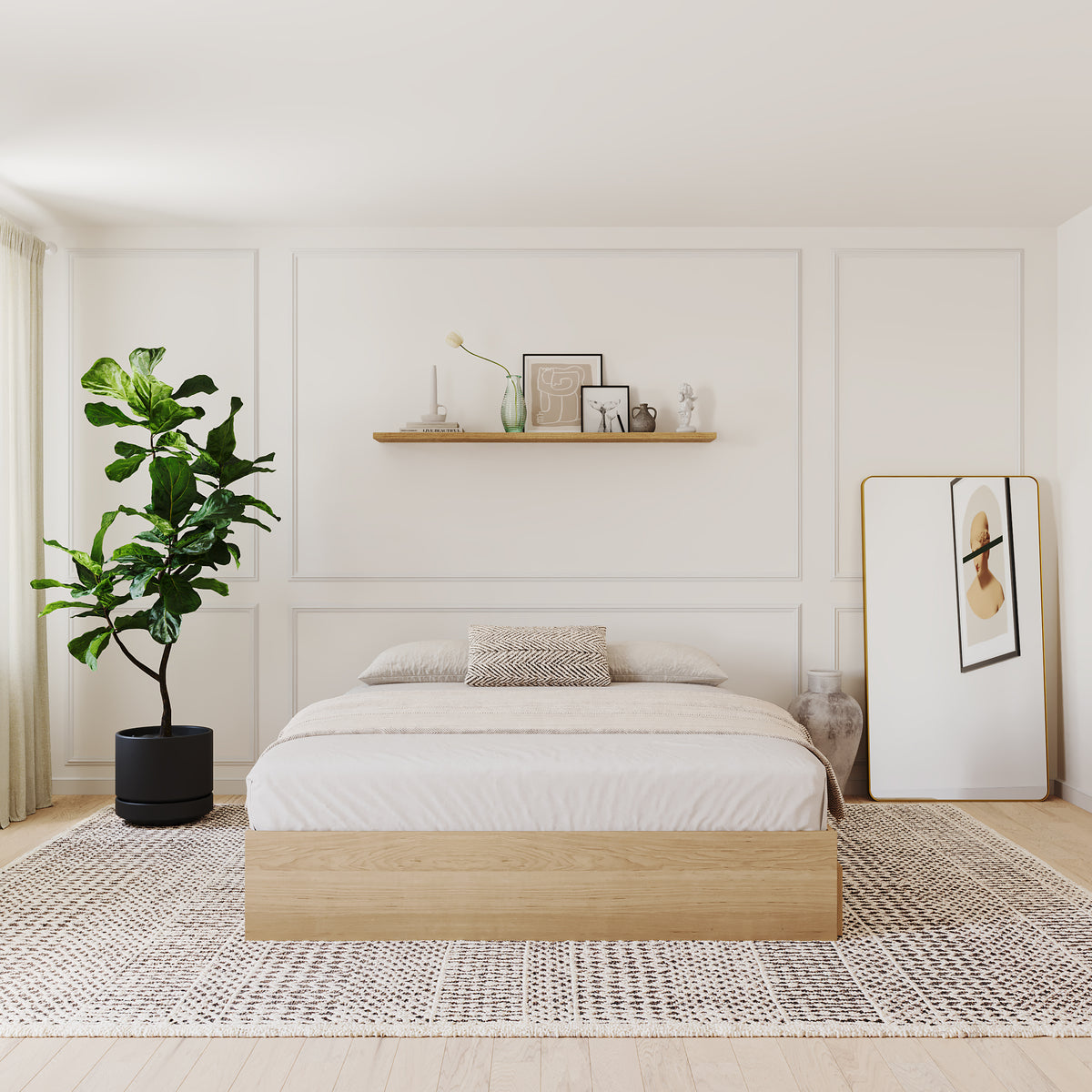 3-Drawer Storage Bed Frame in Maple, King – lifestyle photo