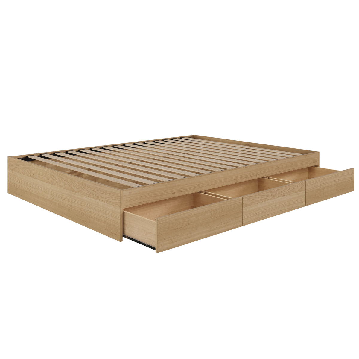 3-Drawer Storage Bed Frame in Maple, King – product photo 2