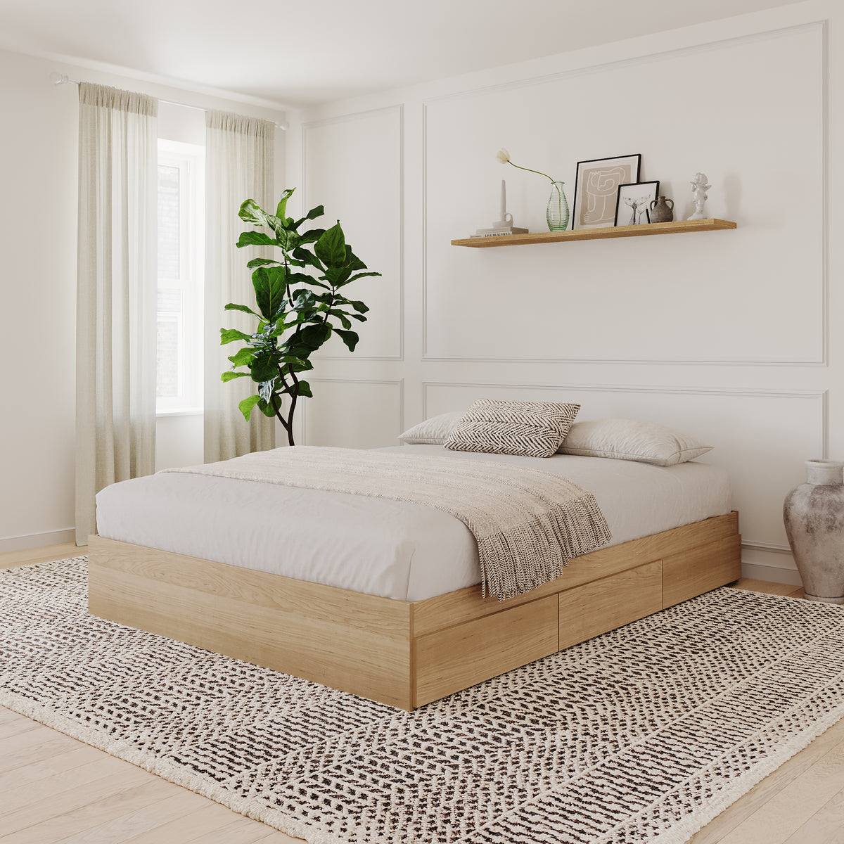 3-Drawer Storage Bed Frame in Natural Maple, Full/Double – lifestyle photo 2