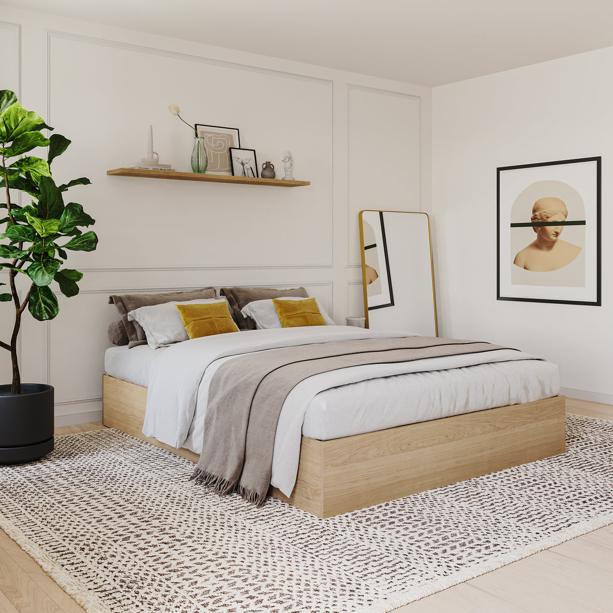 3-Drawer Storage Bed Frame in Natural Maple, Full/Double – lifestyle photo 3
