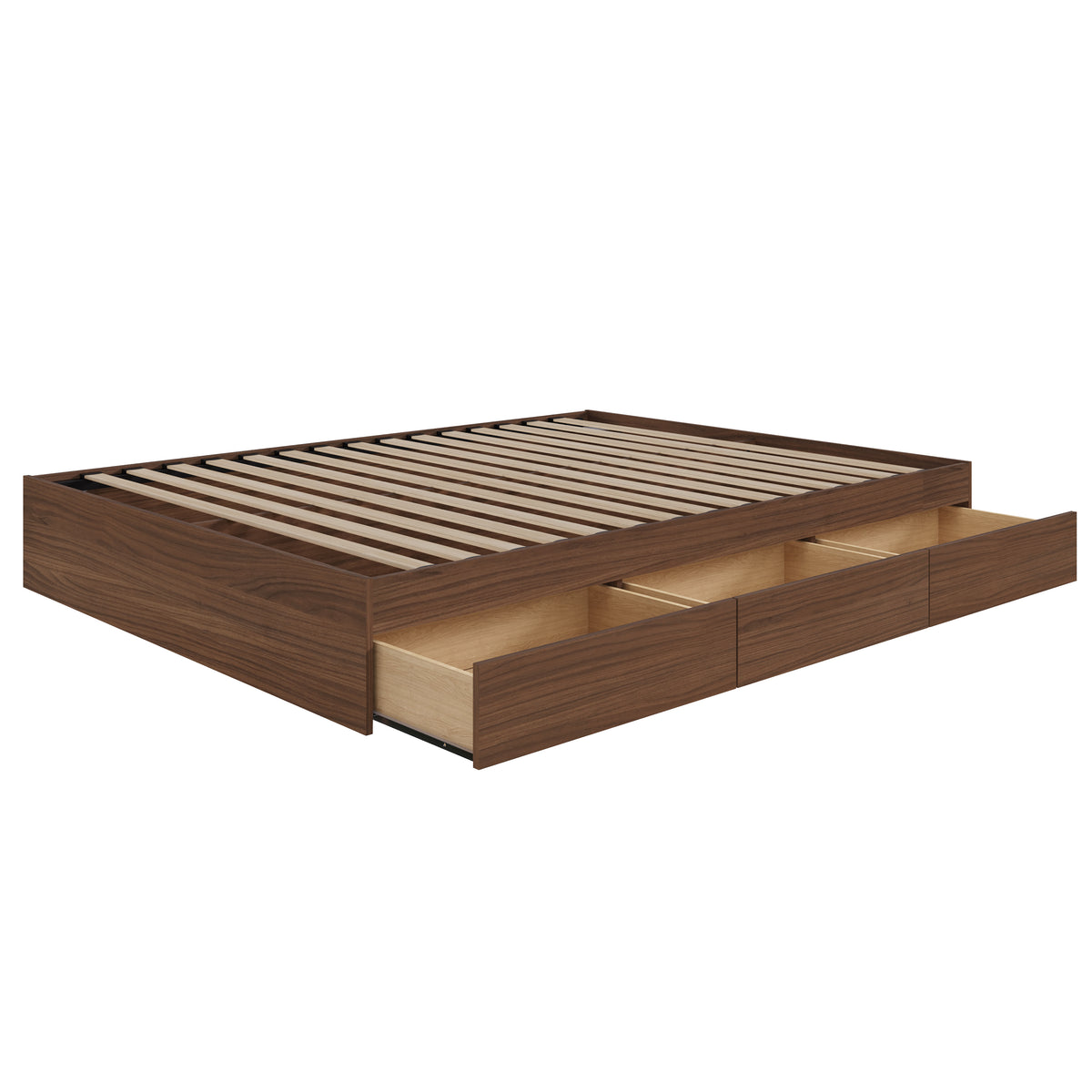 3-Drawer Storage Bed Frame in Walnut, King – product photo 2