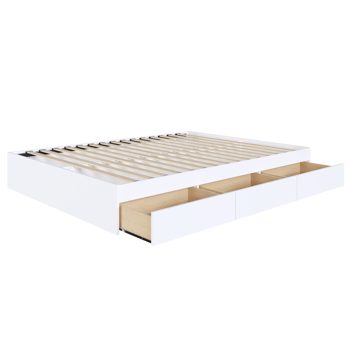 3-Drawer Storage Bed Frame in White, King – product photo 2