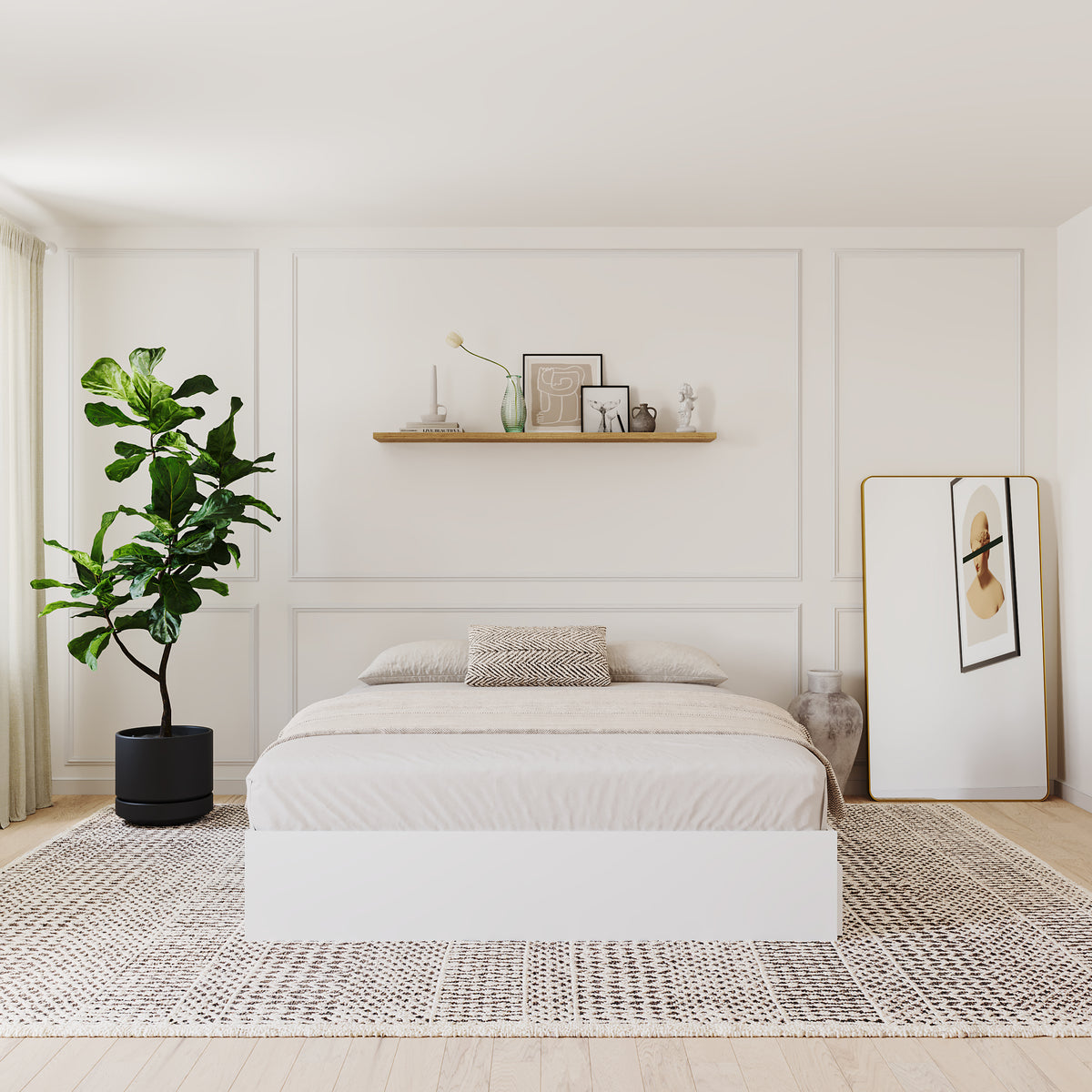3-Drawer Storage Bed Frame in White, Queen – lifestyle photo