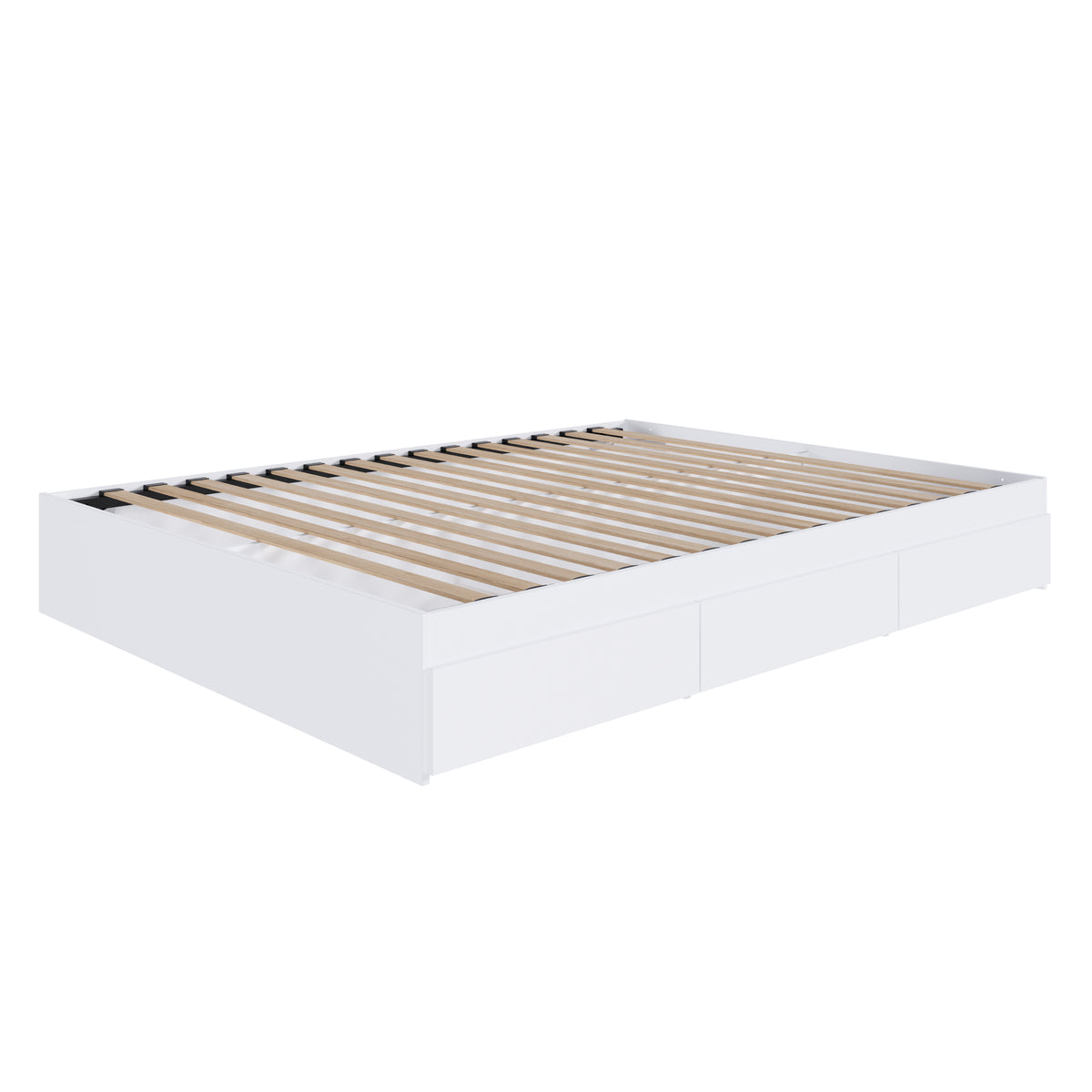 3-Drawer Storage Bed Frame in White, Queen – product photo 2
