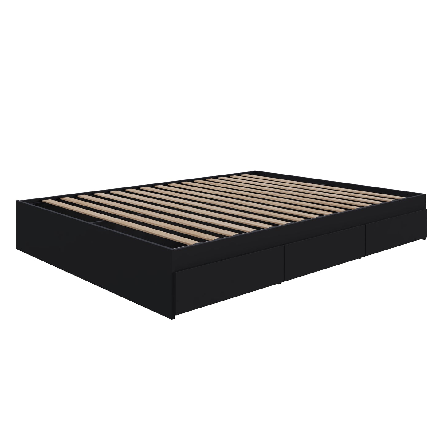 3-Drawer Storage Bed Frame, Black