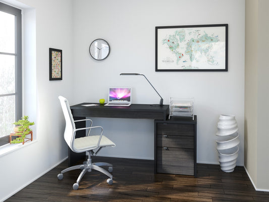 2-Piece Home Office With Desk & 3-Drawer Filling Cabinet, Natural Blonde Oak