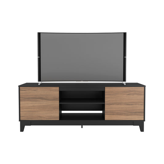 72-Inch Tv Stand With 2-Doors, Nutmeg & Black