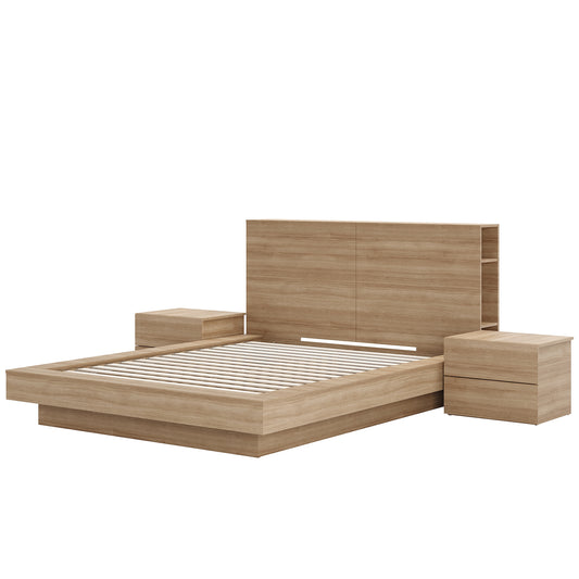 Marconi 4-Piece Platform Bedroom Set, Brown Oak