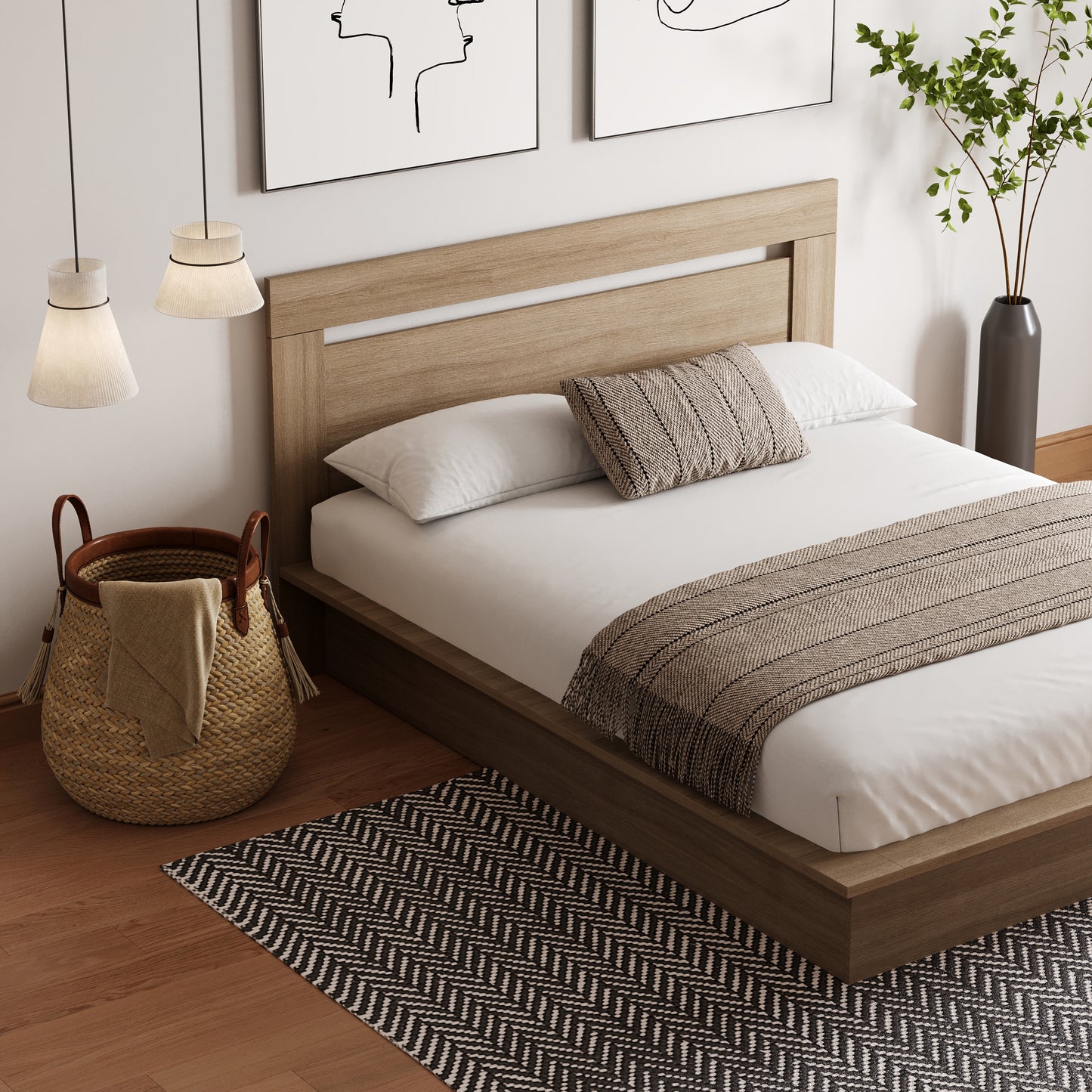 Malibu 2-Piece Bed Set, Brown Oak