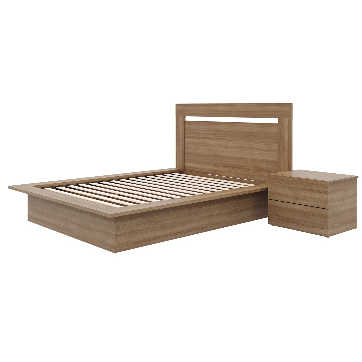 Malibu 3-Piece Bedroom Set, Brown Oak