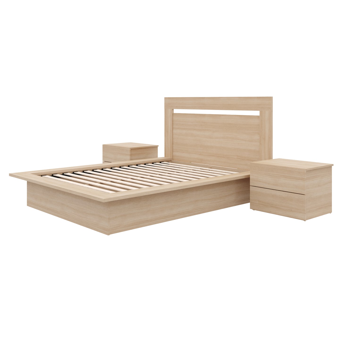 Malibu 4-Piece Bedroom Set, Natural Blonde Oak