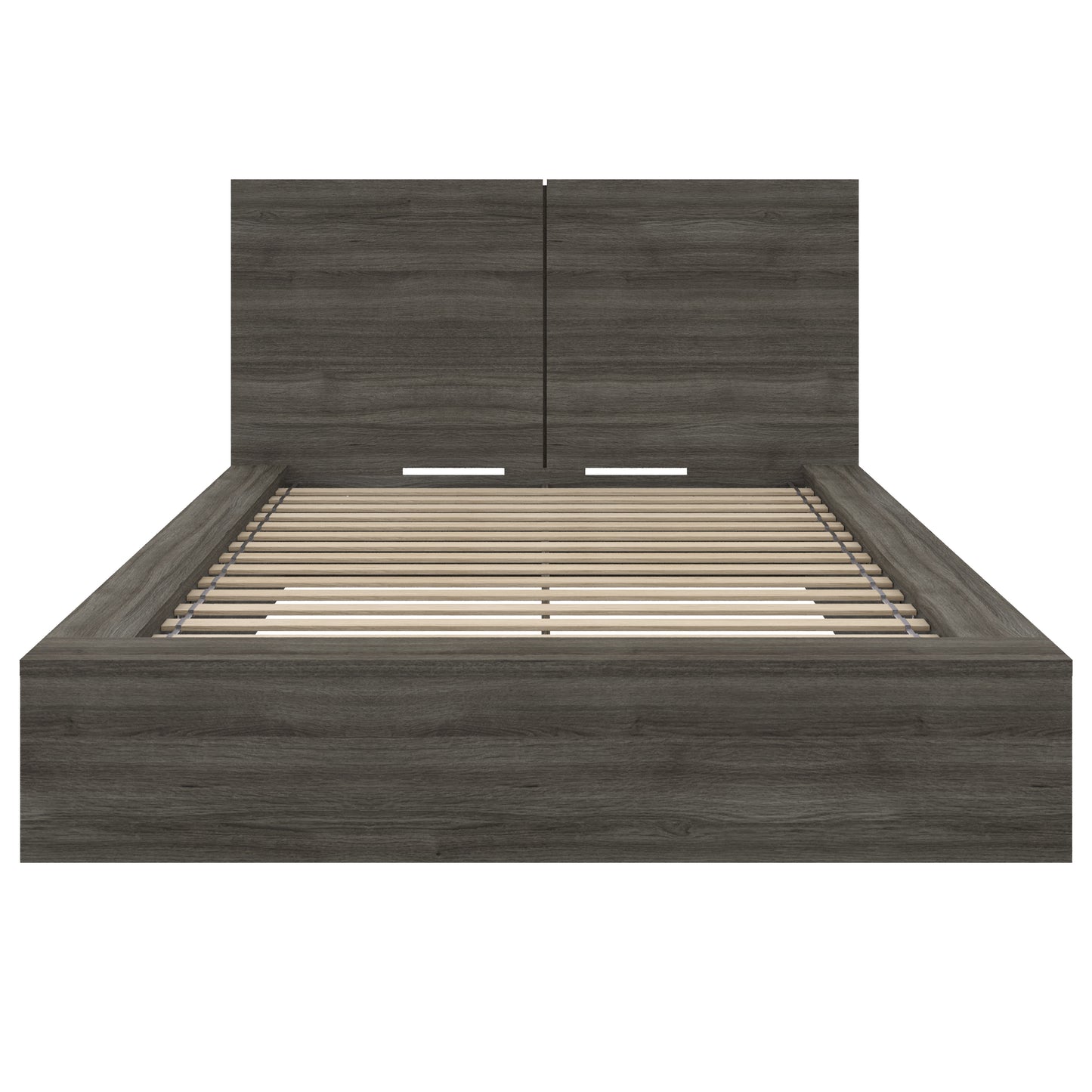 Lit plateforme avec tête de lit James, chêne gris
