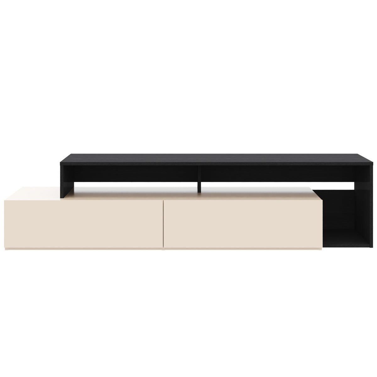 72-Inch Tv Stand With 2 Drawers in Black Karisma & Morning Dew – product photo