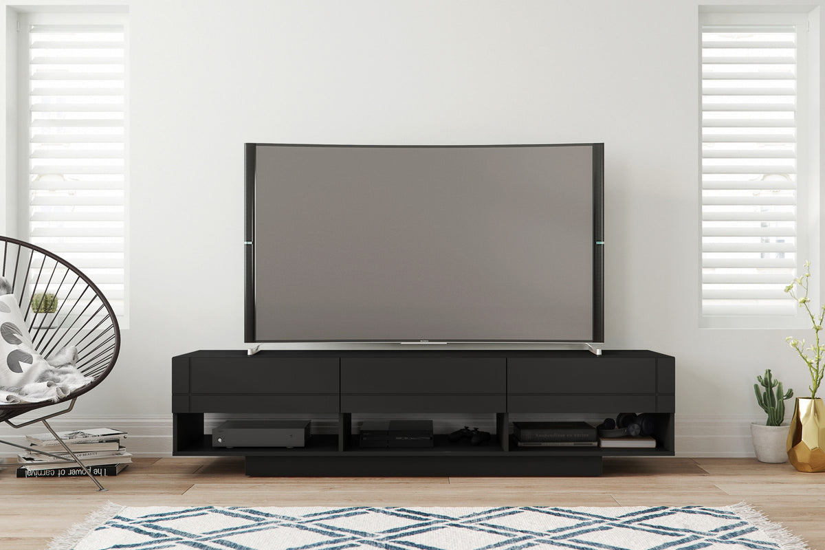 72-Inch Tv Stand With 3-Drawers in Black – lifestyle photo