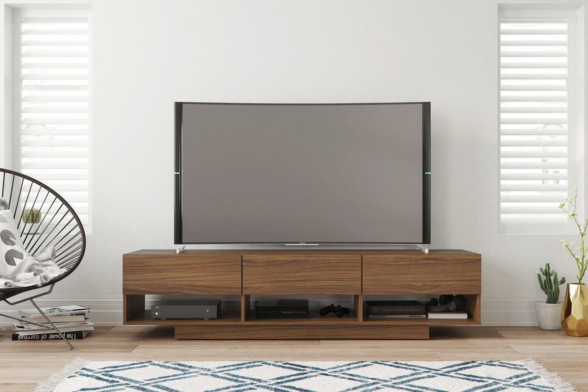 72-Inch Tv Stand With 3-Drawers in Walnut – lifestyle photo