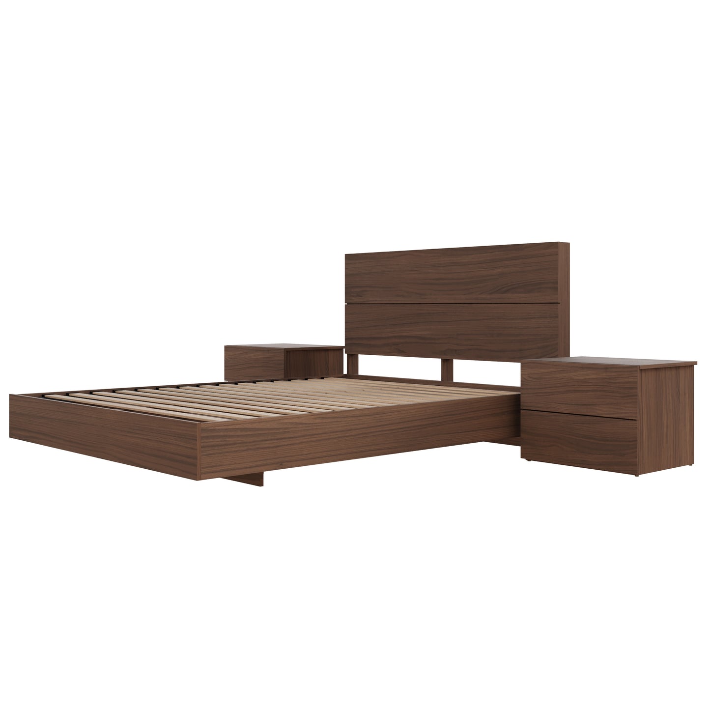 Milo 4-Piece Floating Platform Bedroom Set,2 Nightstands, Full