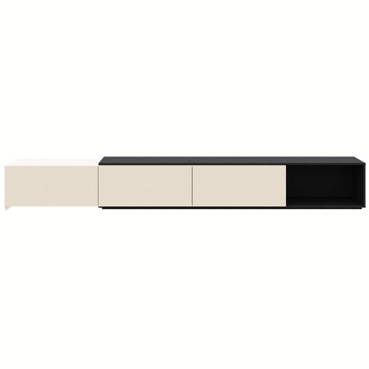Arlo Extendable TV Console in Black Karisma & Morning Dew – product photo