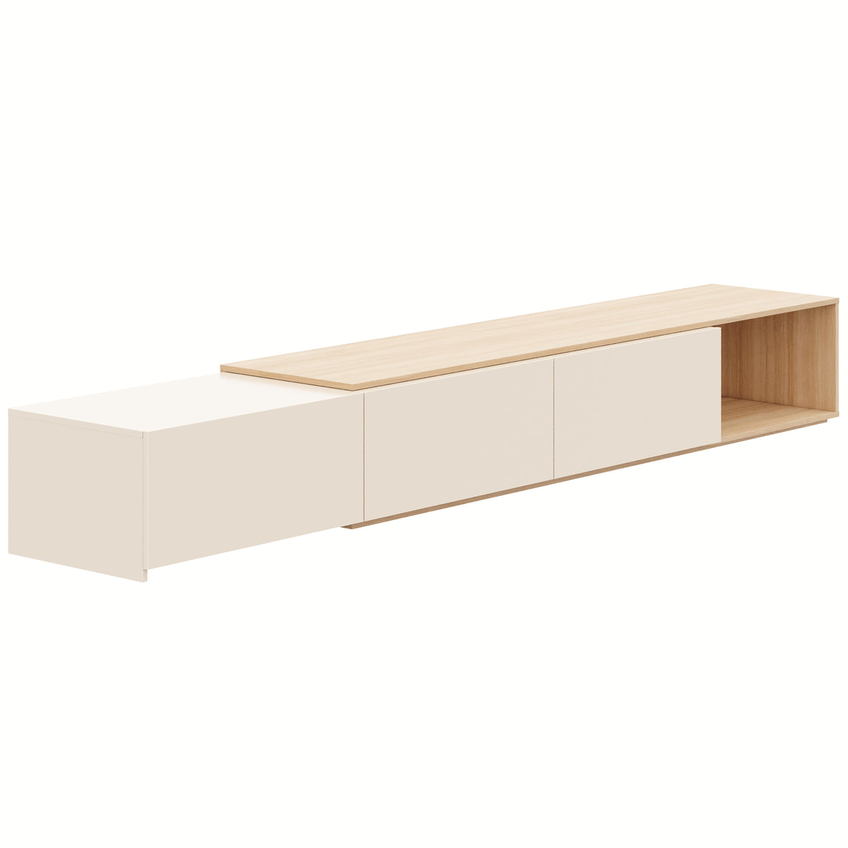 Arlo Extendable TV Console in Natural Blonde Oak & Morning Dew – product photo 2