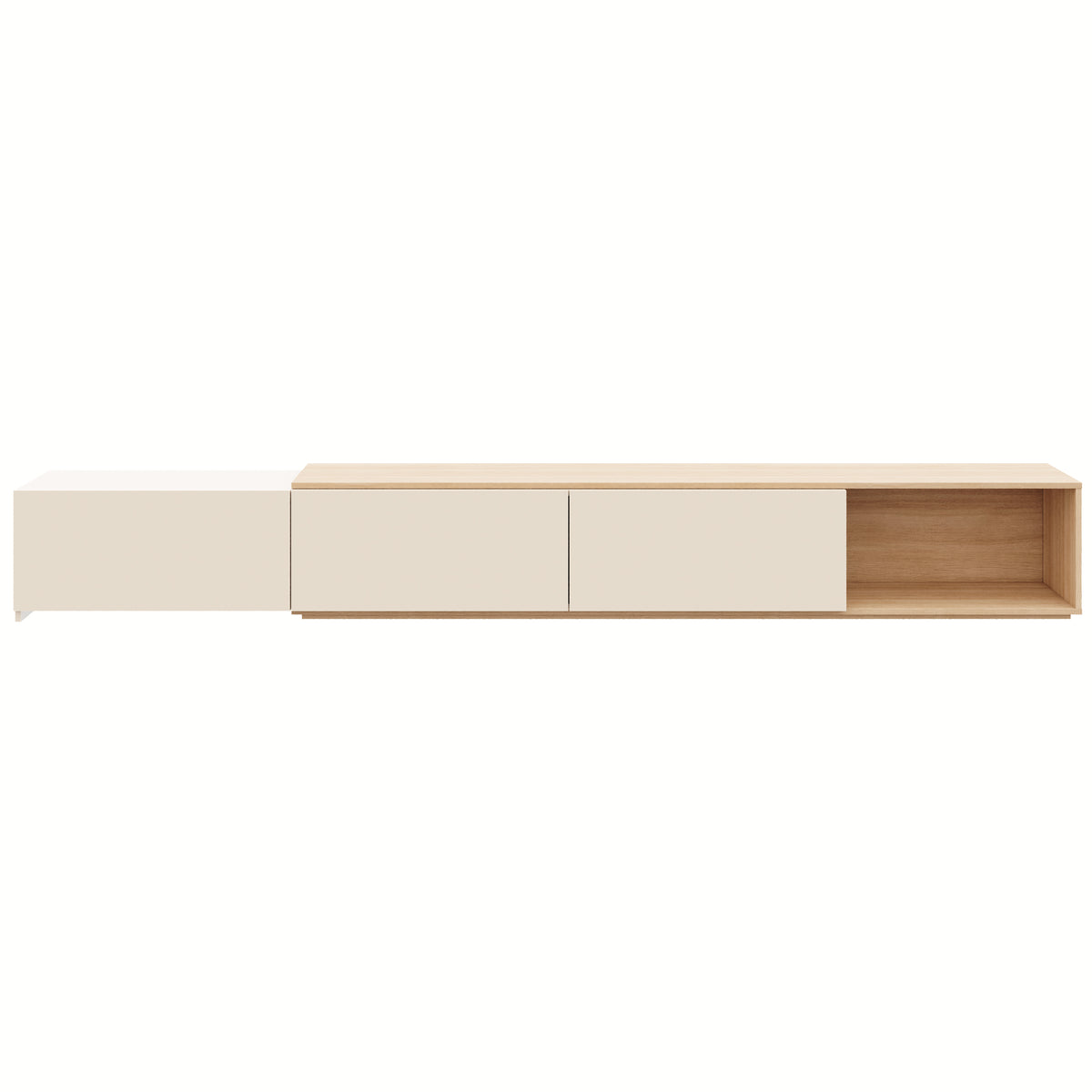 Arlo Extendable TV Console in Natural Blonde Oak & Morning Dew – product photo