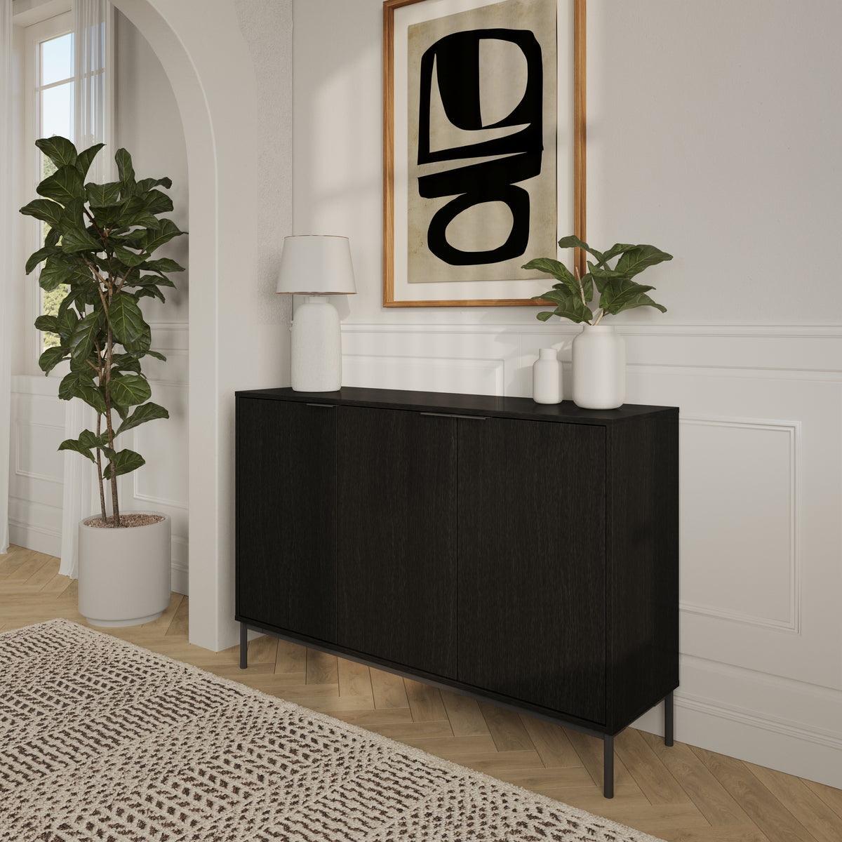 Connor 3-Door Buffet in Black Karisma – lifestyle photo 3