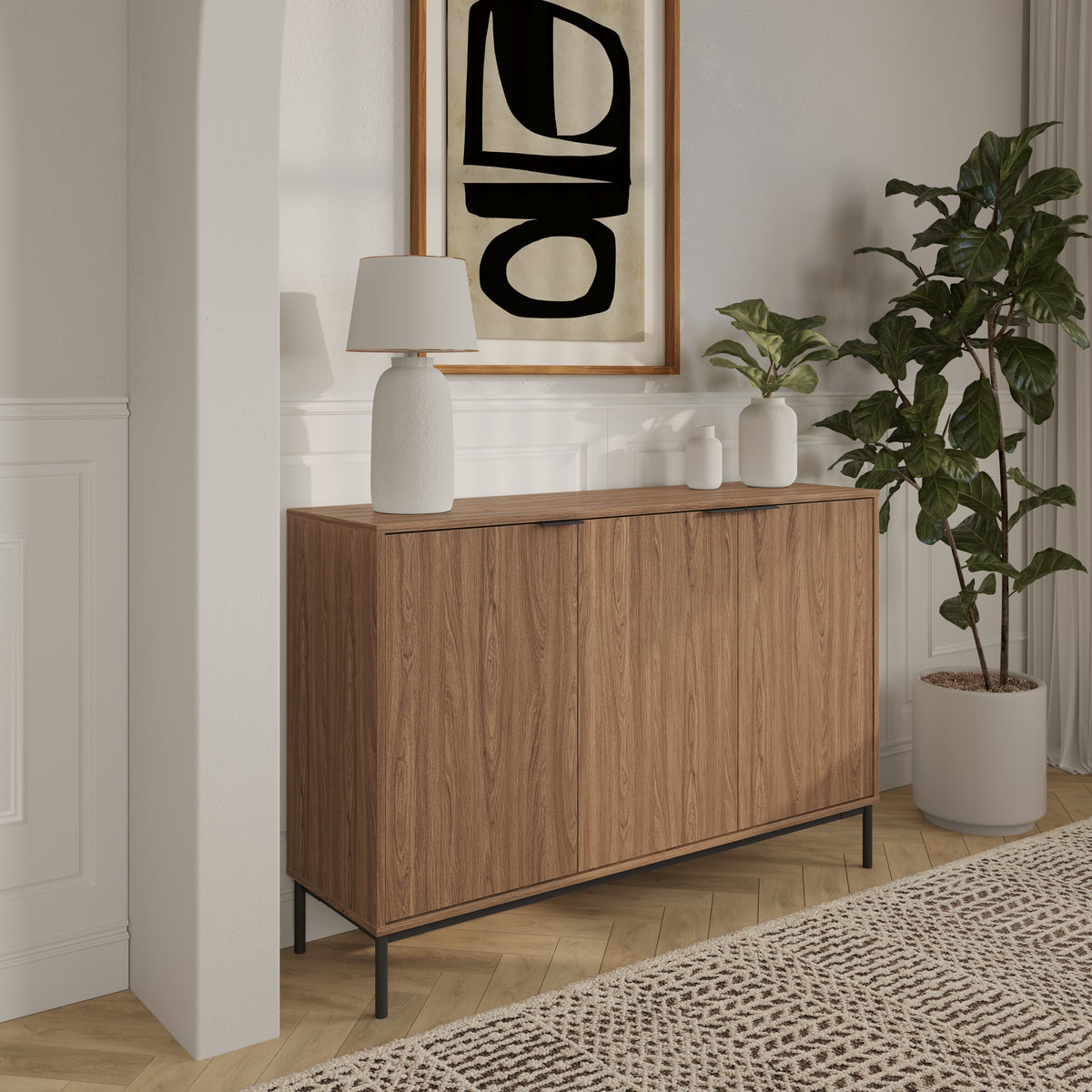 Connor 3-Door Buffet in Light Walnut – lifestyle photo 2