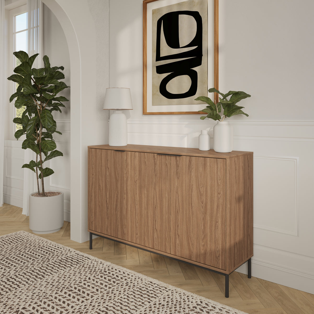 Connor 3-Door Buffet in Light Walnut – lifestyle photo 3