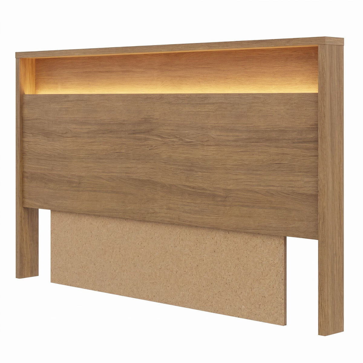 Gael Headboard with Integrated Lighting, Queen in Brown Oak, Queen – product photo 2