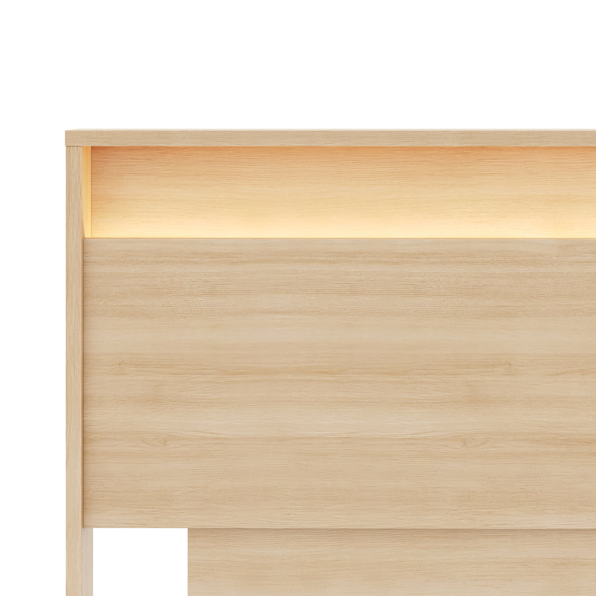 Gael Headboard with Integrated Lighting, Queen in Natural Blonde Oak, Queen – detail photo