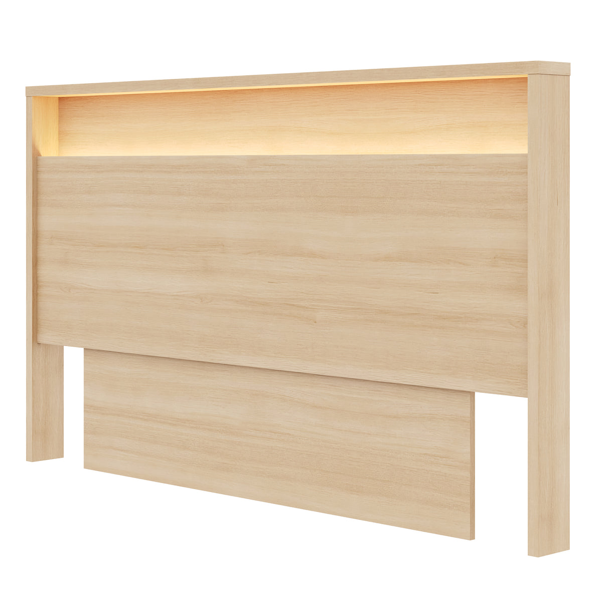 Gael Headboard with Integrated Lighting, Queen in Natural Blonde Oak, Queen – product photo 2