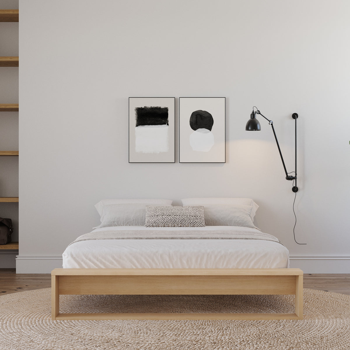 Gael Platform Bed, Queen in Natural Blonde Oak, Queen – lifestyle photo