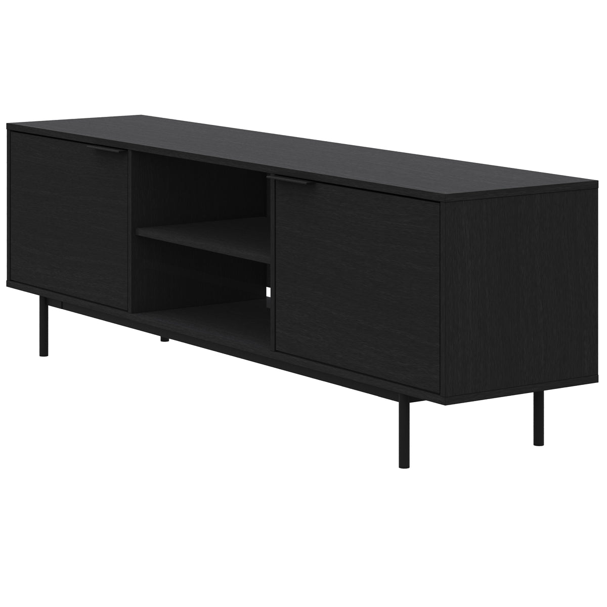 Hamilton 70” TV Stand with 2 Storage Cabinets in Black – product photo 2