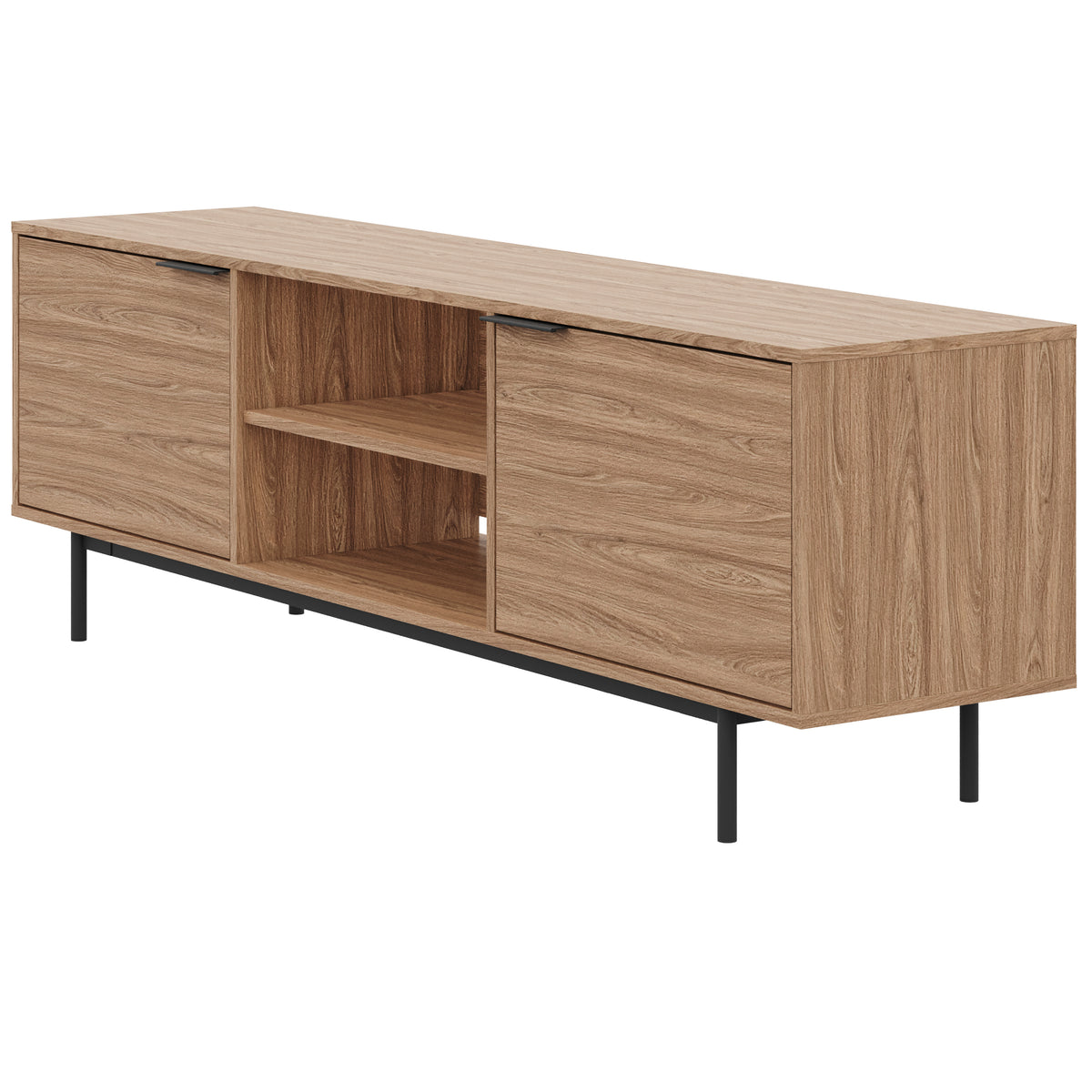 Hamilton 70” TV Stand with 2 Storage Cabinets in Light Walnut – product photo 2
