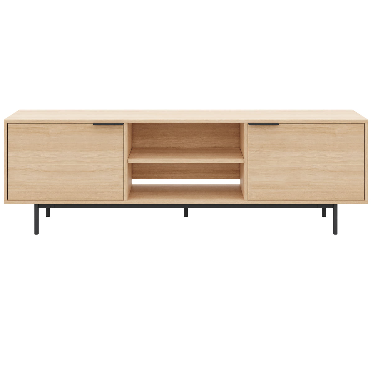 Hamilton 70” TV Stand with 2 Storage Cabinets in Natural Blonde Oak – product photo