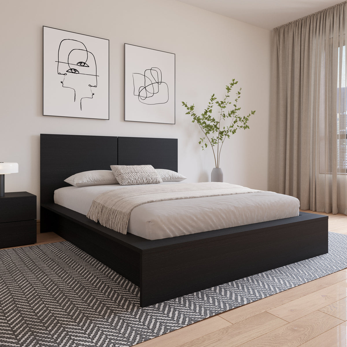 James Headboard in Black Karisma, King – lifestyle photo 3