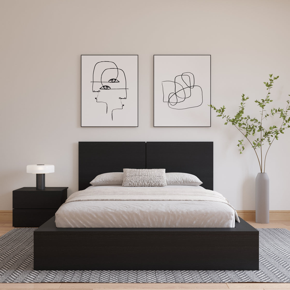 James Headboard in Black Karisma, Queen – lifestyle photo