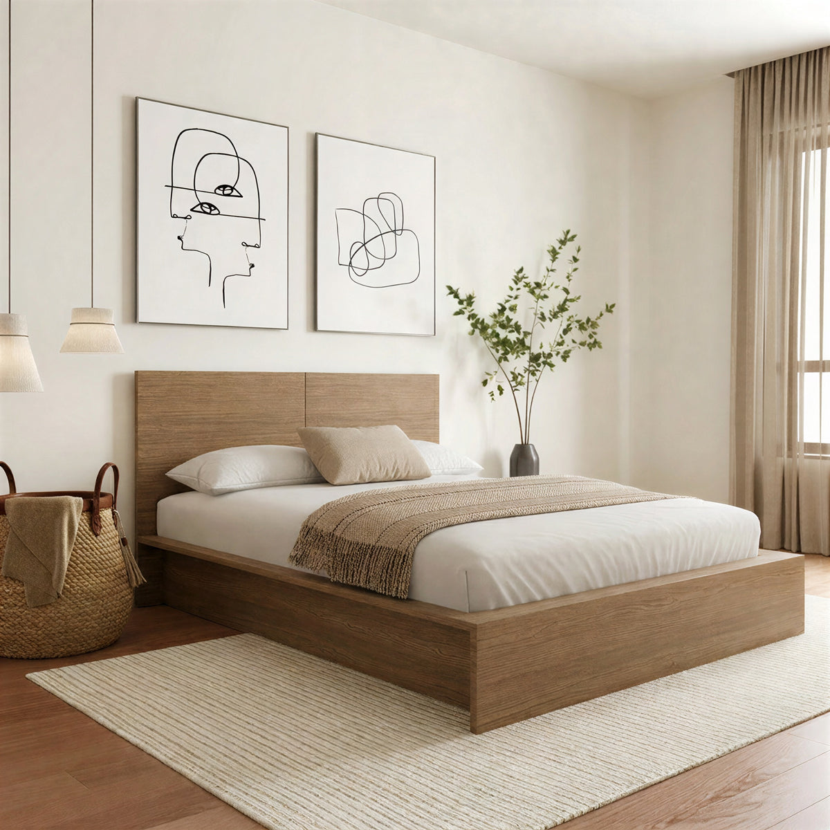 James Headboard in Brown Oak, Full/Double – lifestyle photo 2