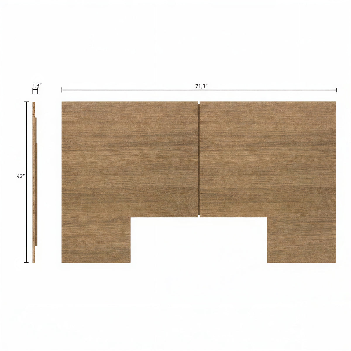 James Headboard in Brown Oak, Queen – dimensions diagram