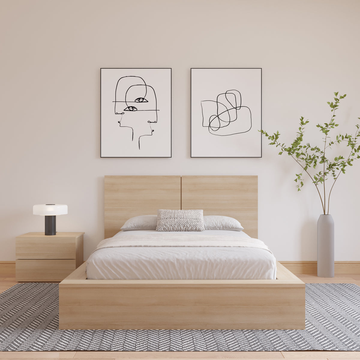 James Headboard in Natural Blonde Oak, Full/Double – lifestyle photo
