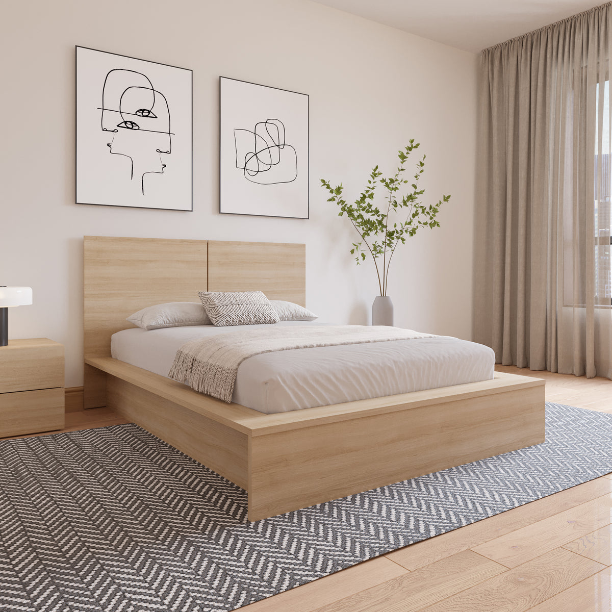 James Headboard in Natural Blonde Oak, Full/Double – lifestyle photo 2
