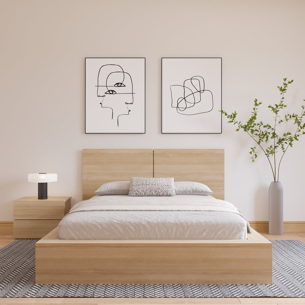 James Headboard in Natural Blonde Oak, King – lifestyle photo