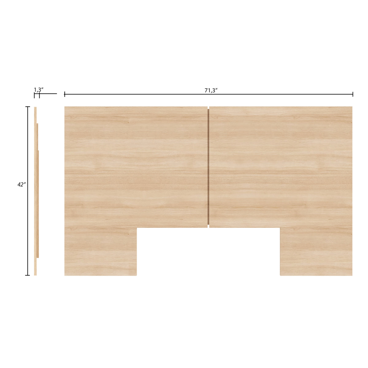 James Headboard in Natural Blonde Oak, Queen – dimensions diagram